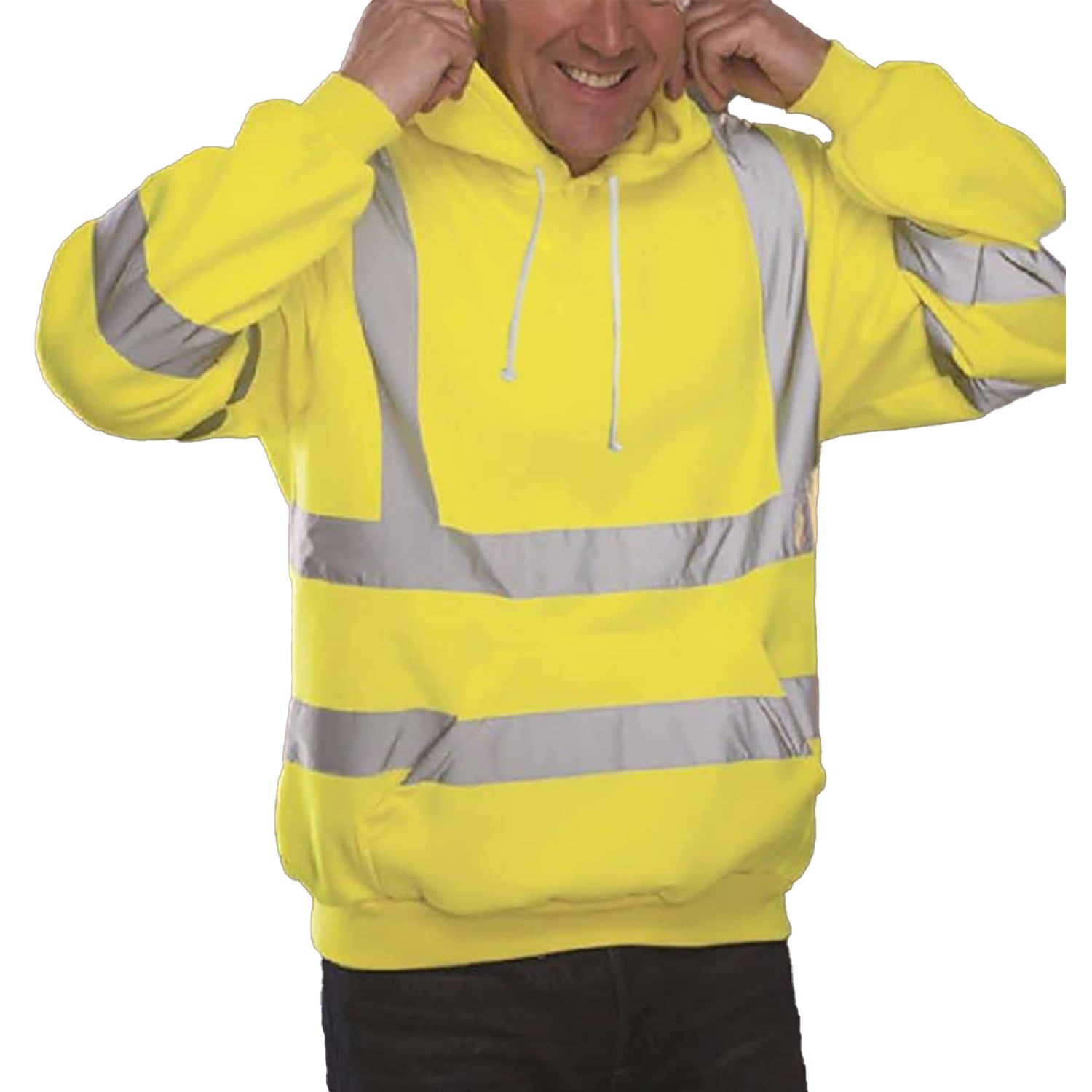Class 3 Double Band 2" Reflective Tape Safety Hoodie with Kangaroo Pocket 6