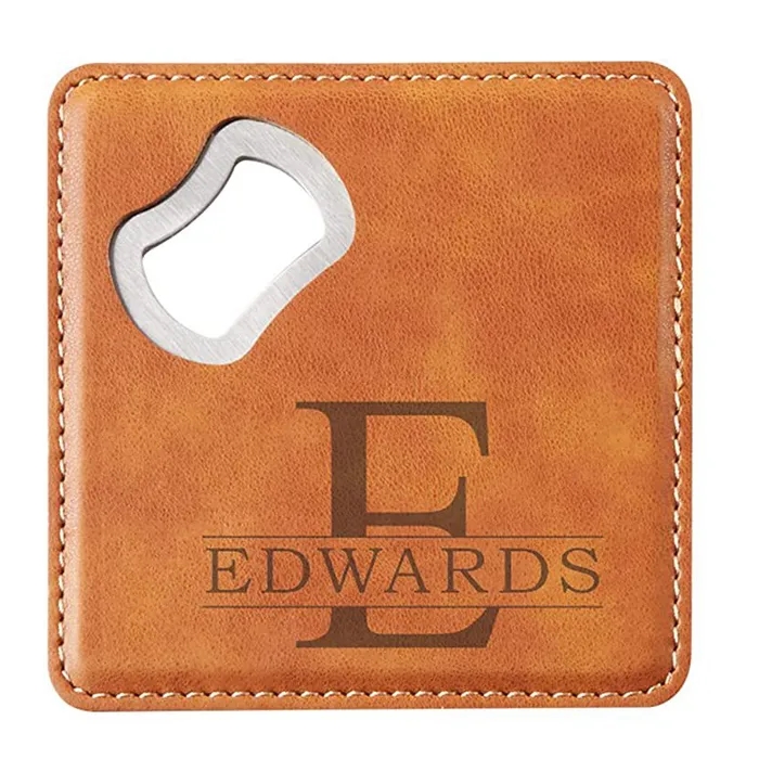 Square Leather Coaster Bottle Opener 12