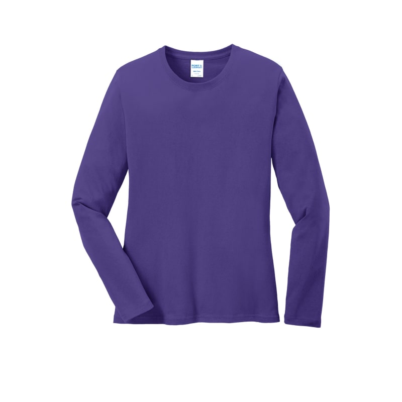 Port & Company Women's Long Sleeve Core Cotton Tee. 102