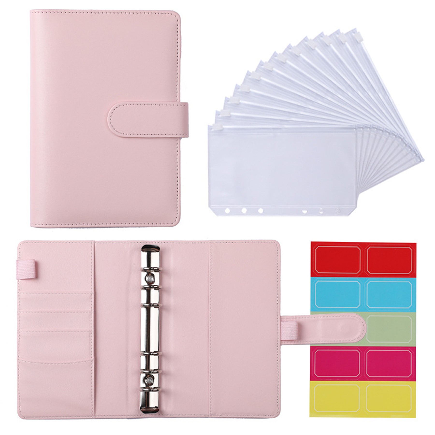 A6 PU Leather Binder Cover w/12 Piece A6 Binder Pockets 8