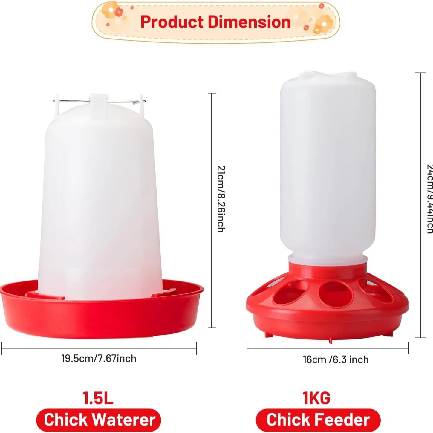 Durable Chick Feeder and Waterer Combo for 12 Chicks with 8 Hole Anti Peck Design 2