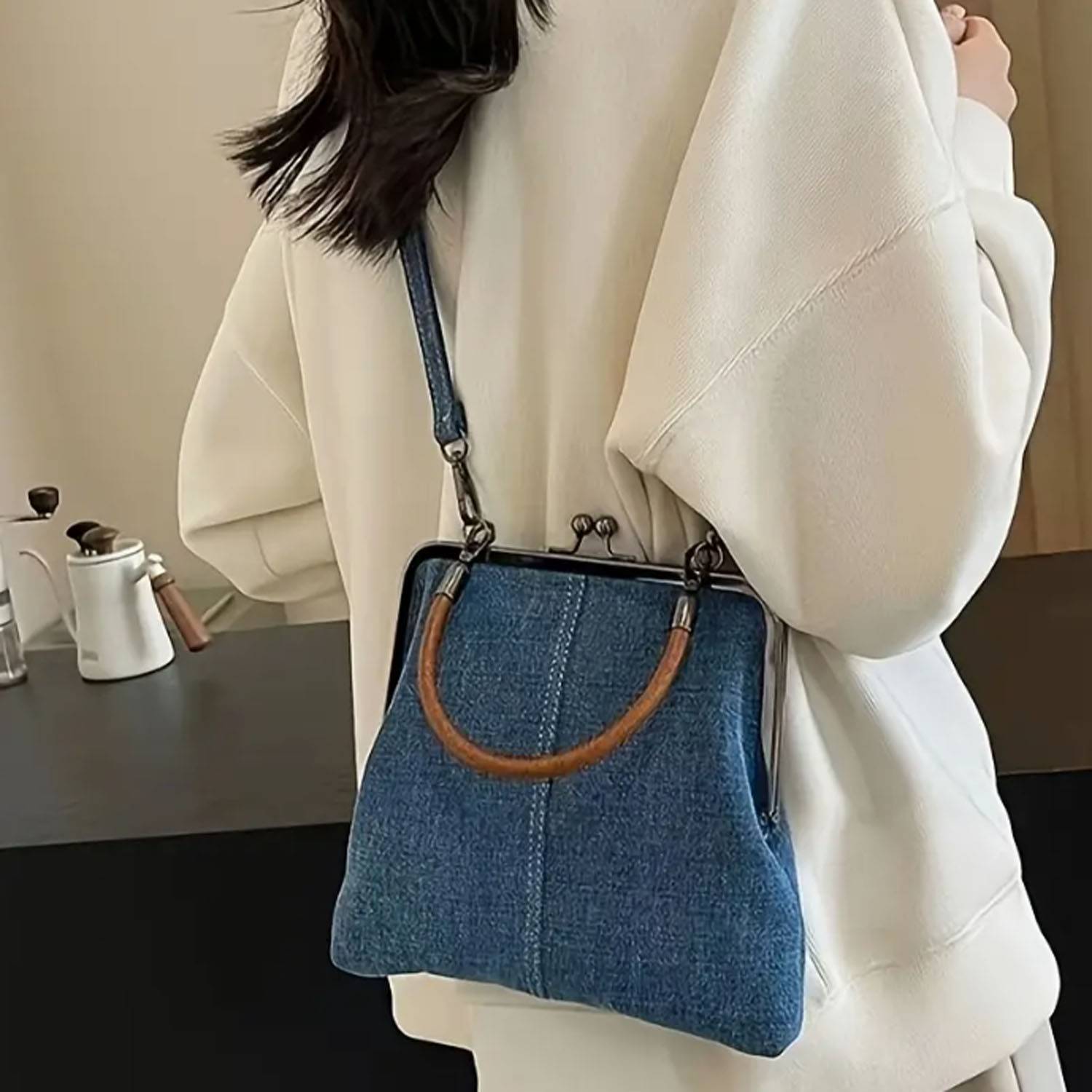 Denim single-shoulder crossbody bag 5