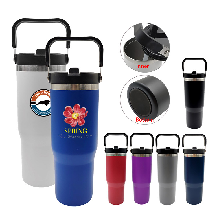 30 oz. Stainless Steel Insulated Mug with Handle and Built-In Straw 10