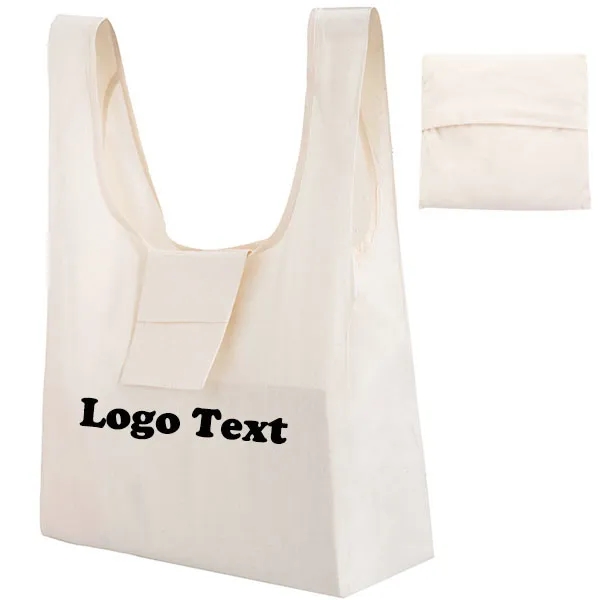 Foldable Cotton Grocery Tote Bag With Pouch, custom tote bag with logo imprint 3