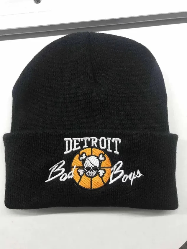 Knit Beanie with cuff caps Embroidered 5