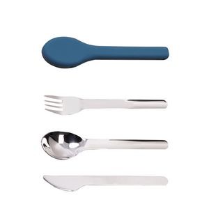 3 In 1 Stainless Steel Flatware Set Fork Knife Spoon With Silicone Pouch 4
