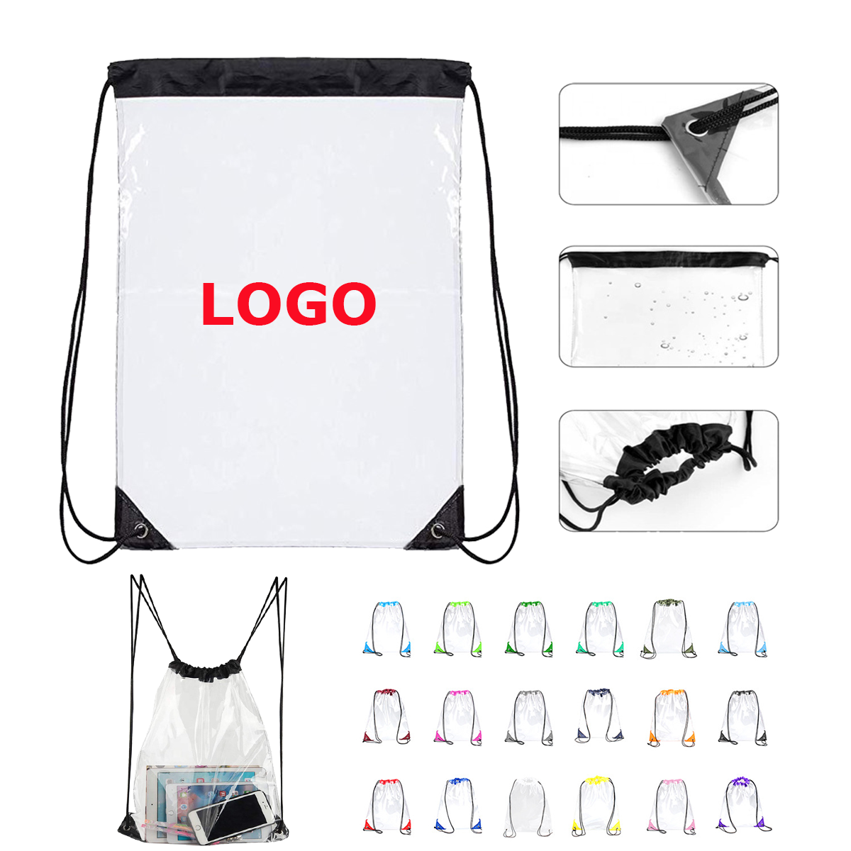 PVC CLEAR DRAWSTRING BACKPACK 1