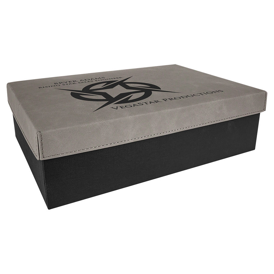 11 3/4" x 7 3/4" Gray Gift Box with Leatherette Lid 1