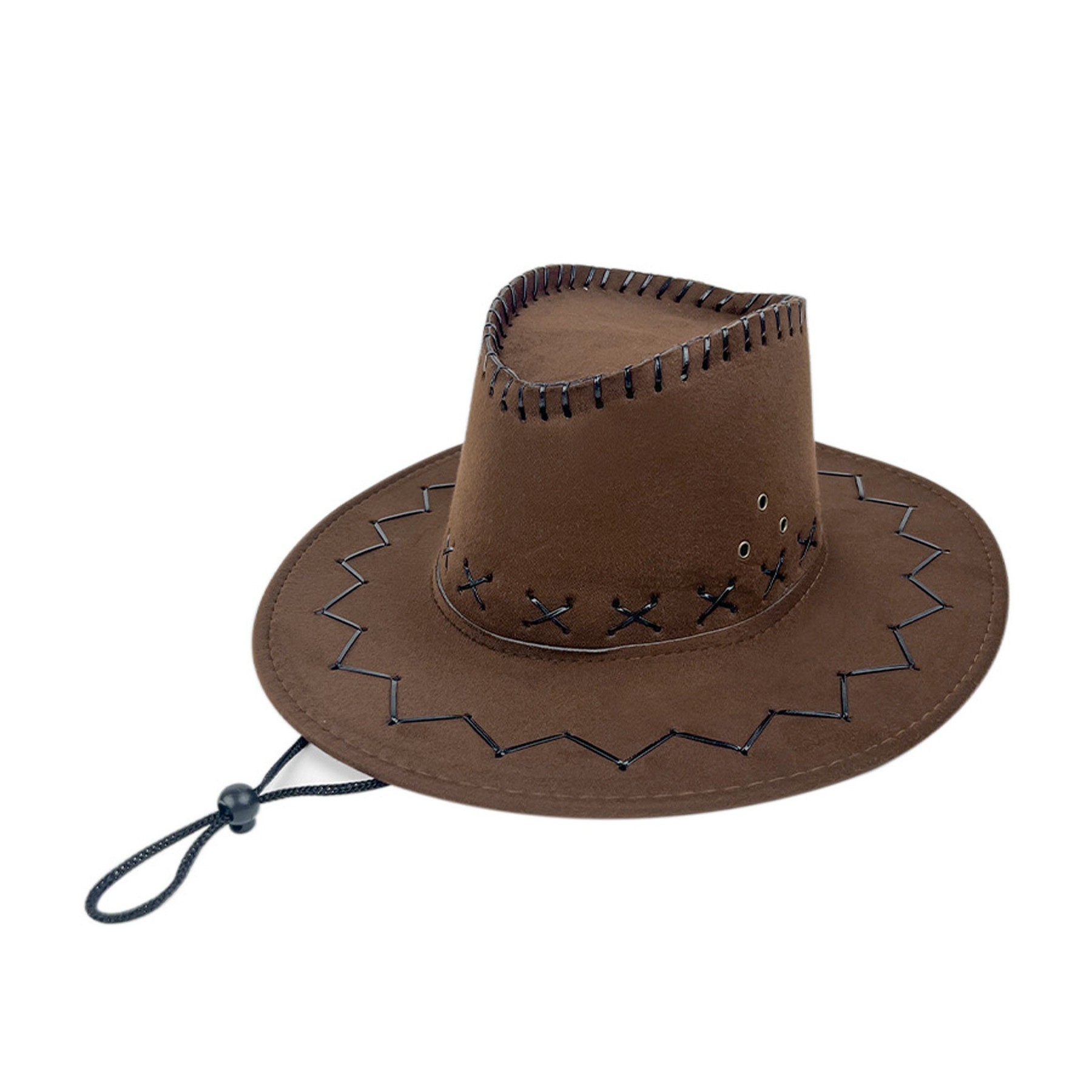 Western Cowboy Hat Outdoor Wide Brim Hat With Strap 6