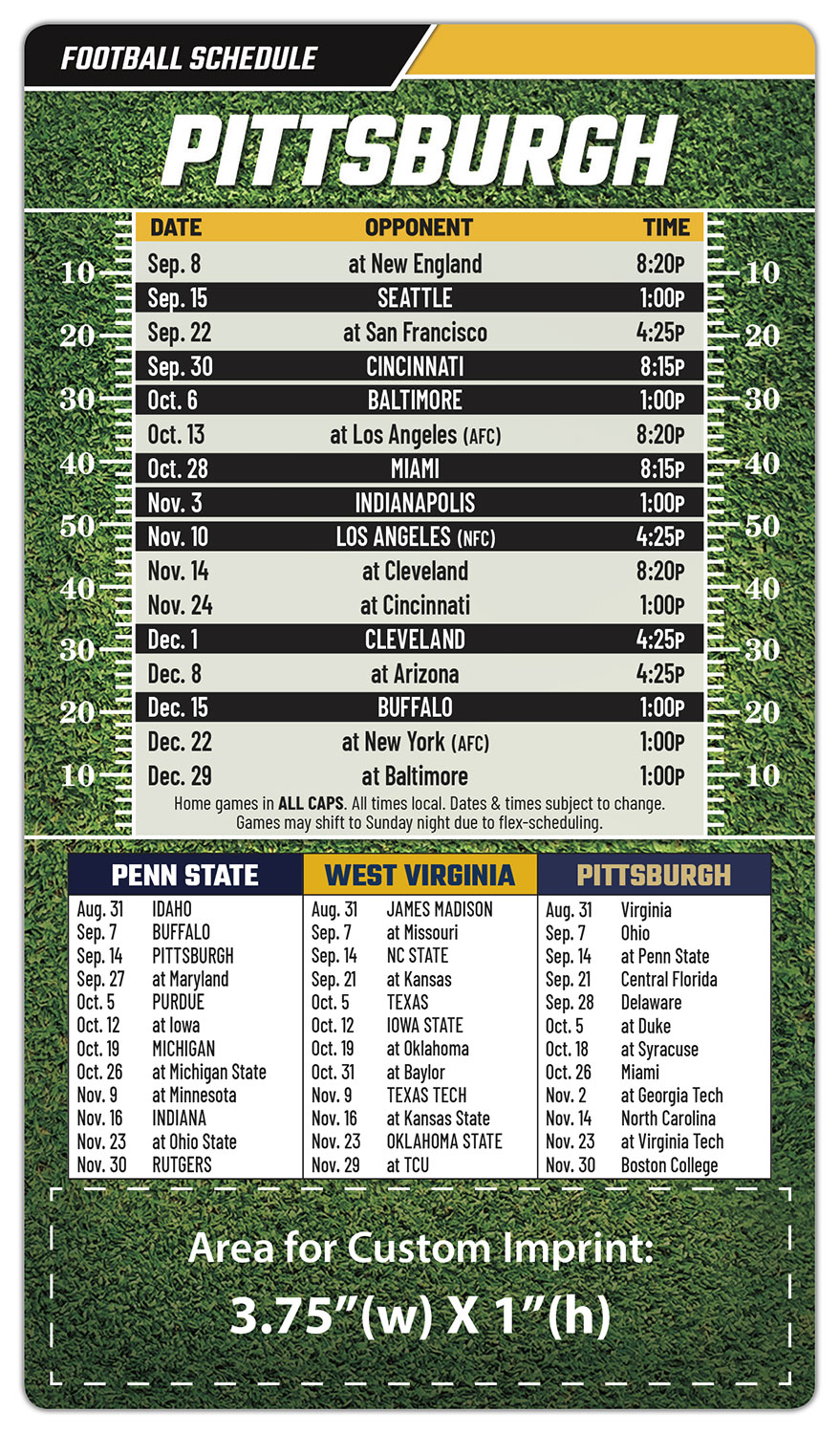 Magnet Football Sport Schedules - 4x7 Round Corners