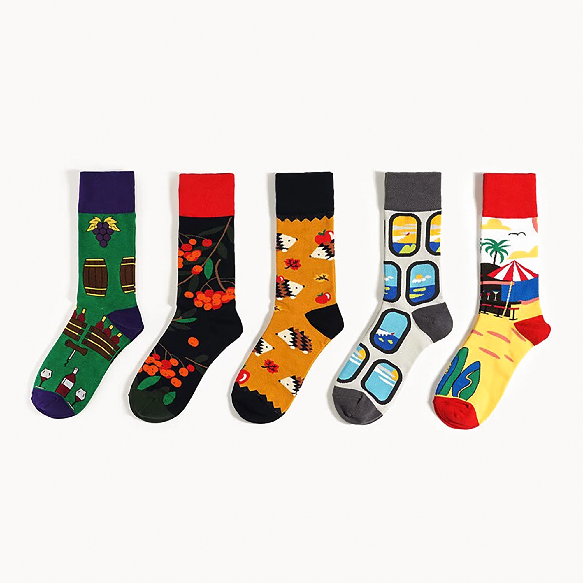 Knitted colored cotton socks