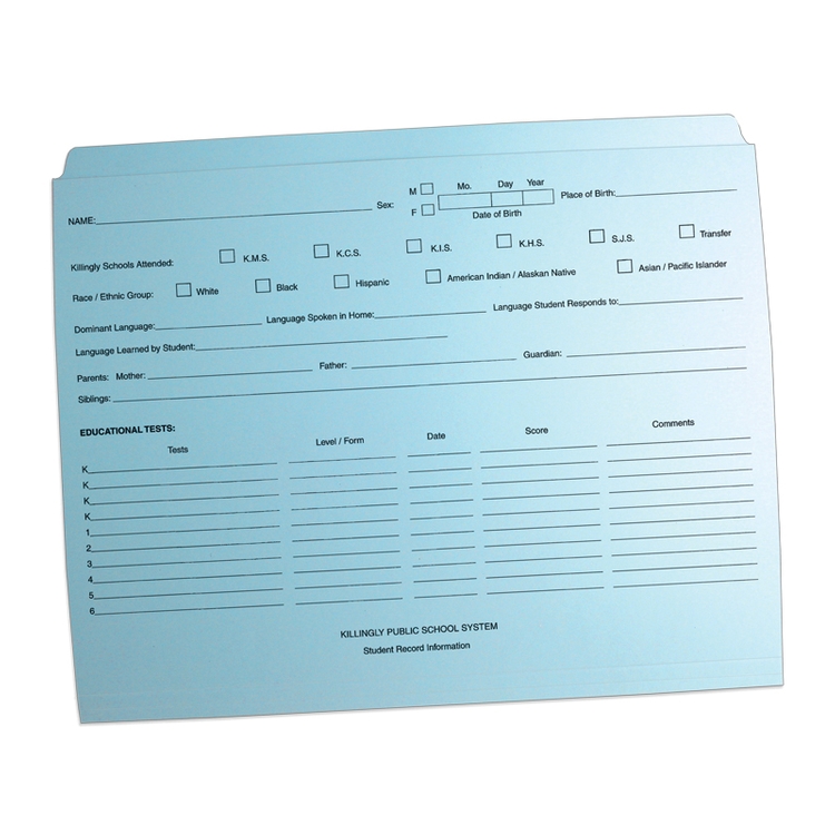 File Folder Letter Size - Full File Tab - Printed with 1 PMS Color 2
