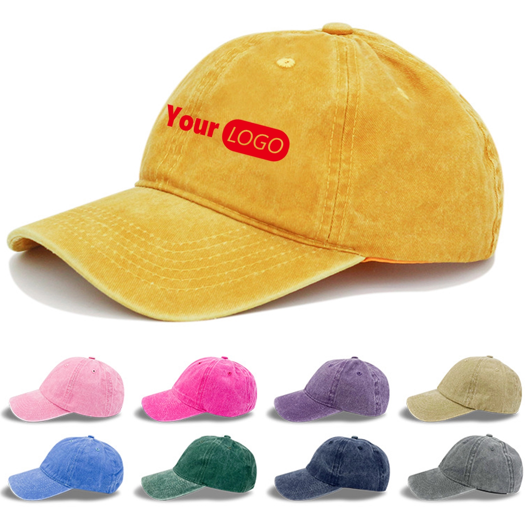 Adjustable Washed Cotton Denim Baseball Cap