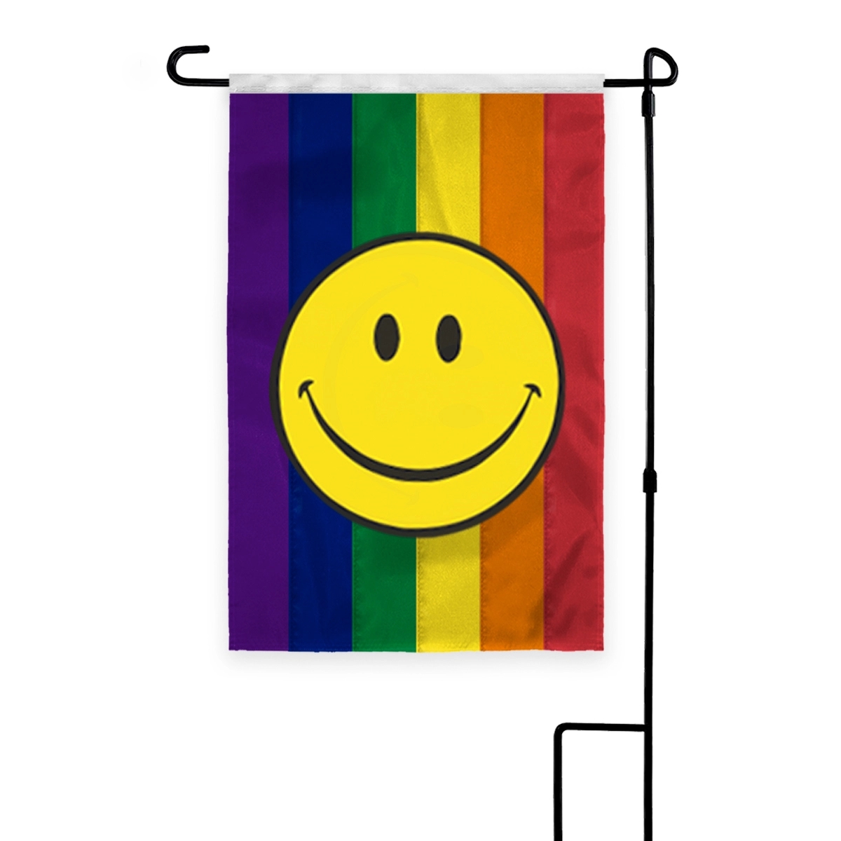 12"x18" 1ply Nylon Rainbow withSmiley face Deluxe GardenFlag 1