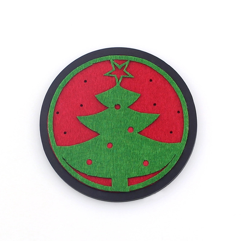 Christmas Round Silicone Coaster Set 9