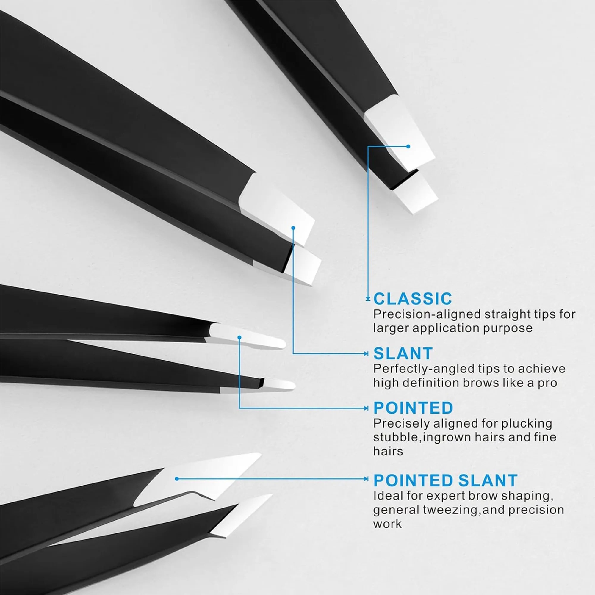 Stainless Steel Beauty Tweezers Set 5
