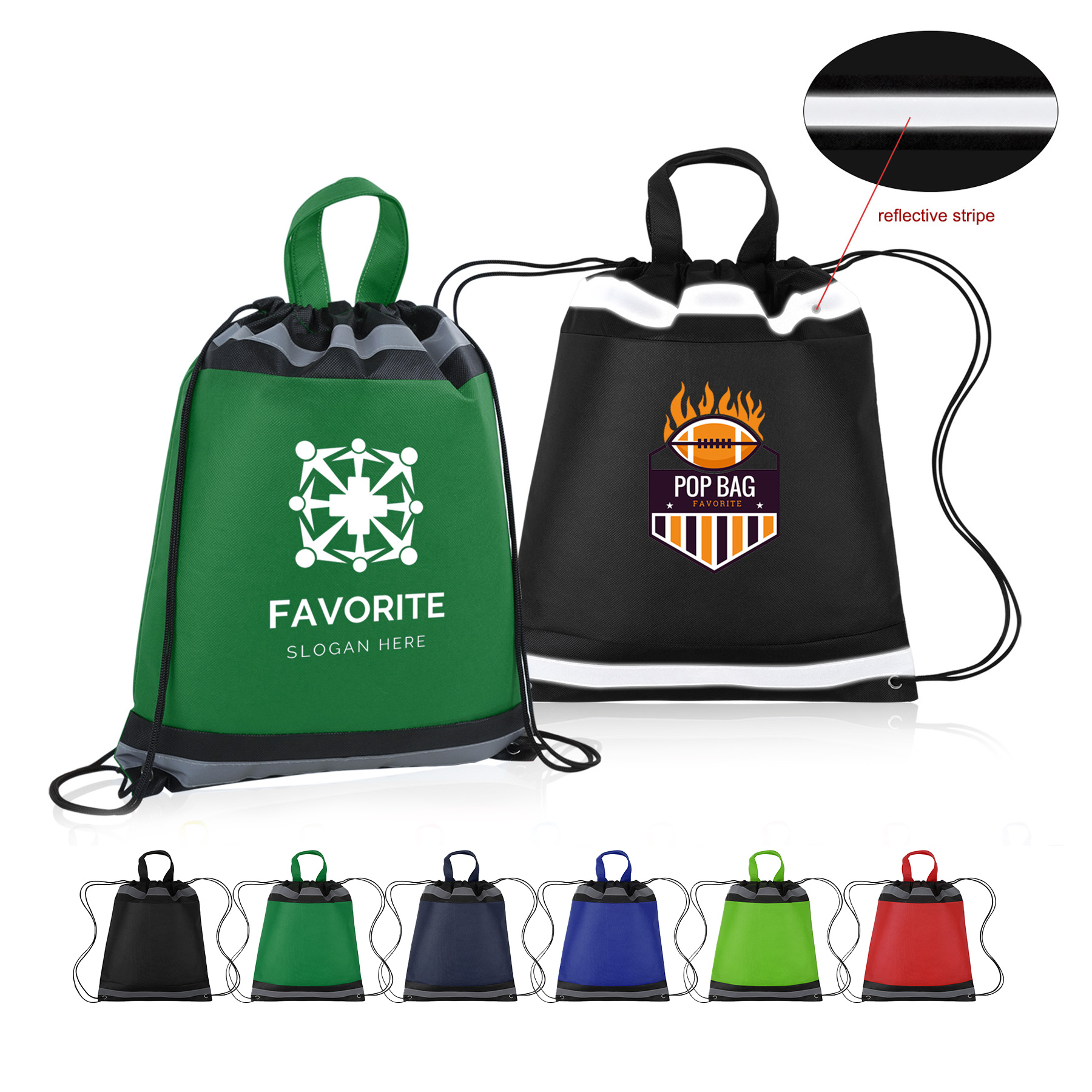 Reflective Non-Woven Drawstring Backpack 2