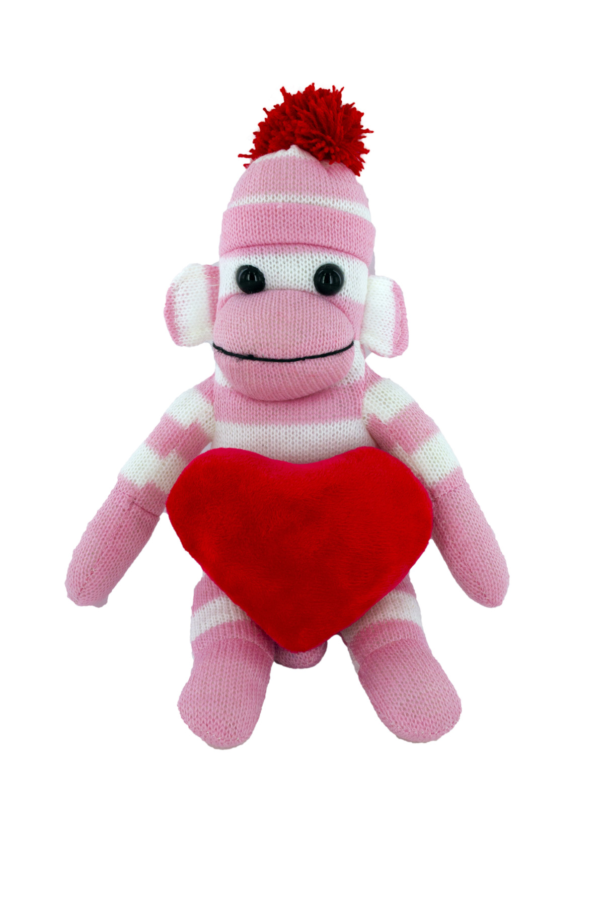 soft plush Pink Sock Monkey with heart
