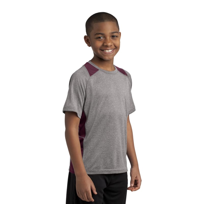 Sport-Tek Youth Heather Colorblock Contender Tee. 14