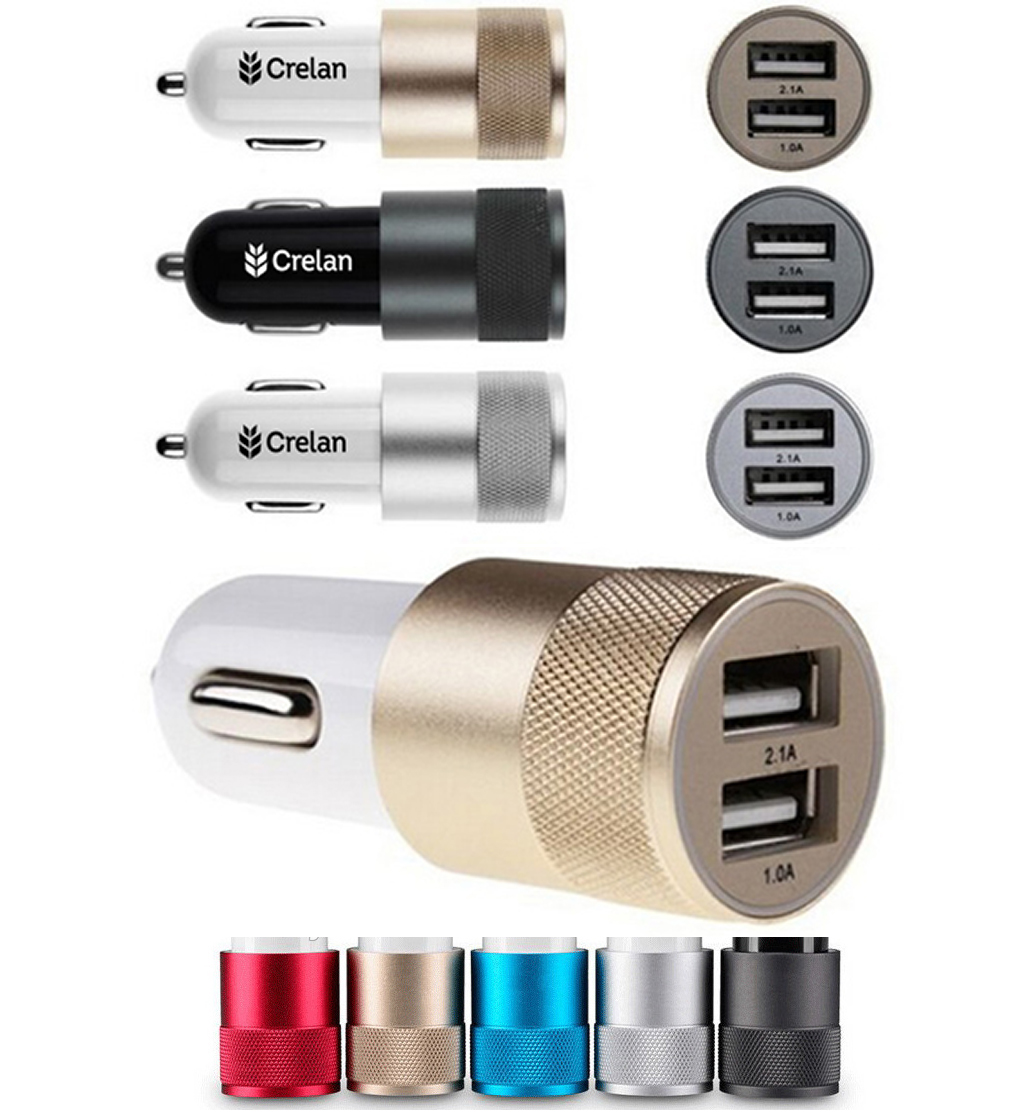 TurboDual Mini Knurled Metal USB Car Charger 5