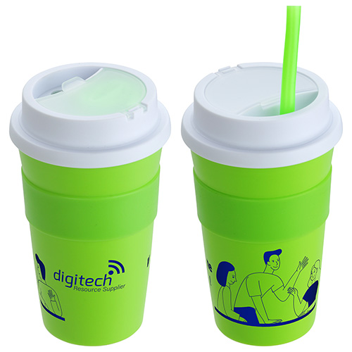 Bistro 14 oz Coffee Cup with Silicone Sleeve + Straw 12