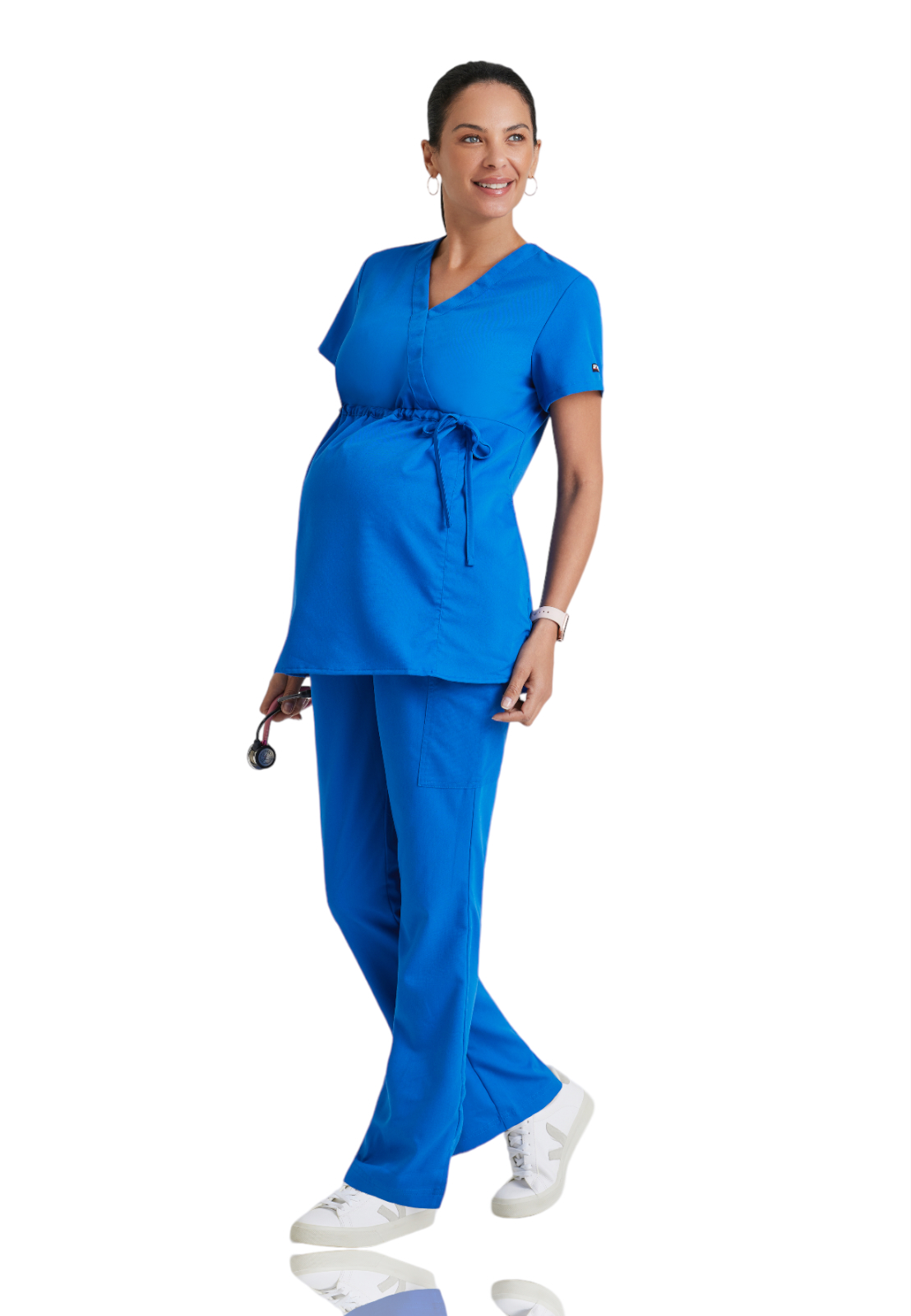 Grey's Anatomy Classic - Women's Two-Pocket Mock Wrap Lilah Maternity Scrub Top 4