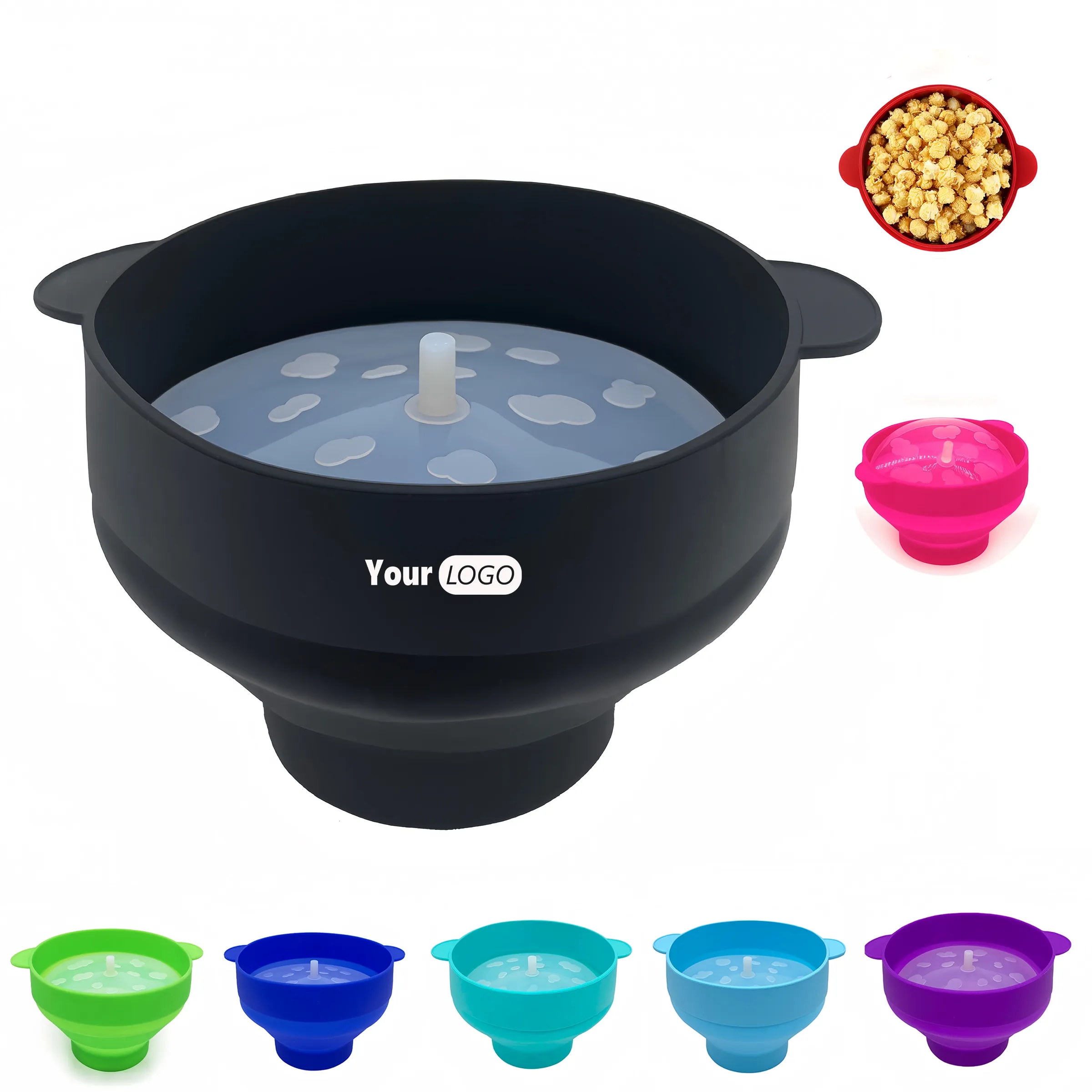 Silicone High Temperature Resistant Popcorn Bowl With Handle 3