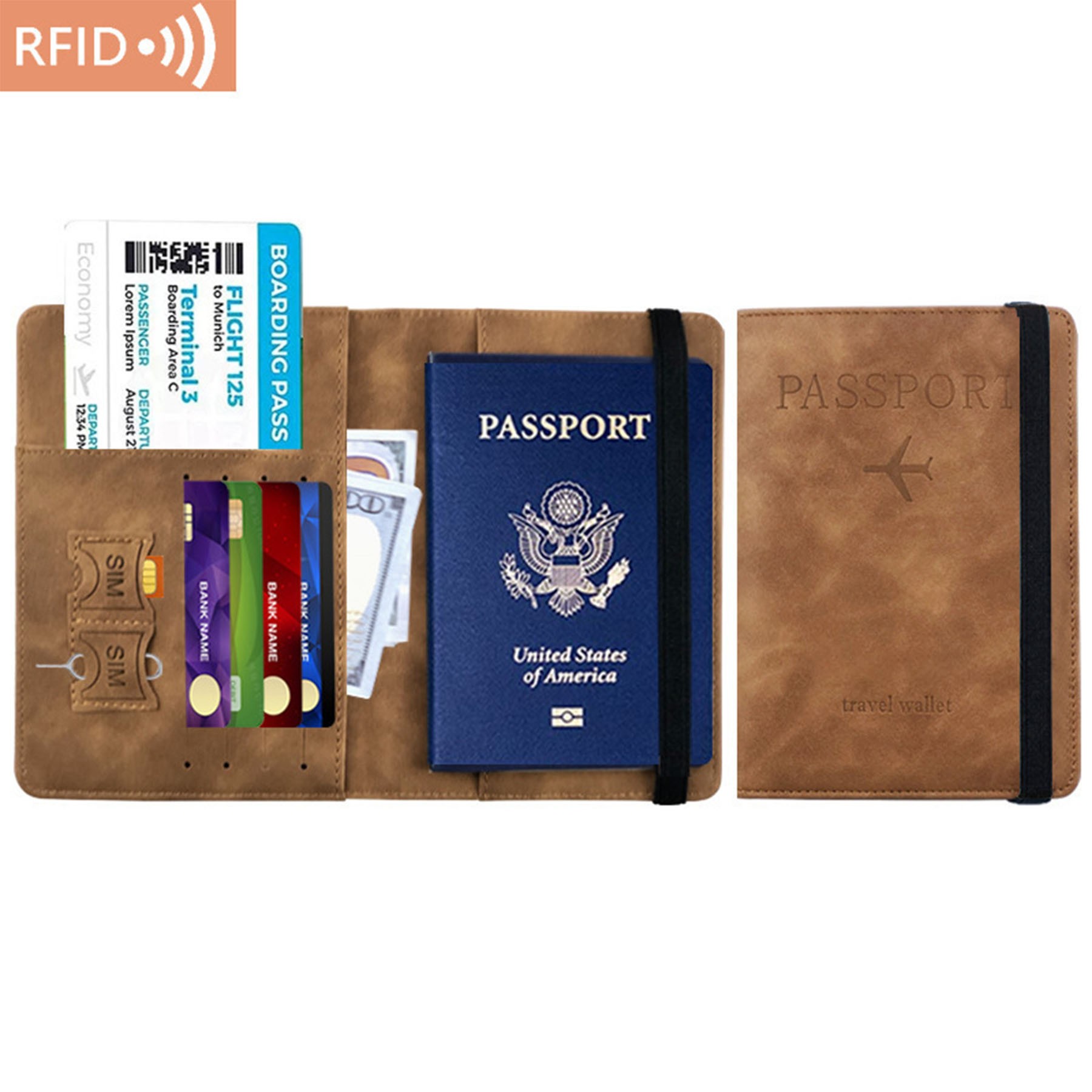RFID Passport Holder Travel Wallet W/ Band 3