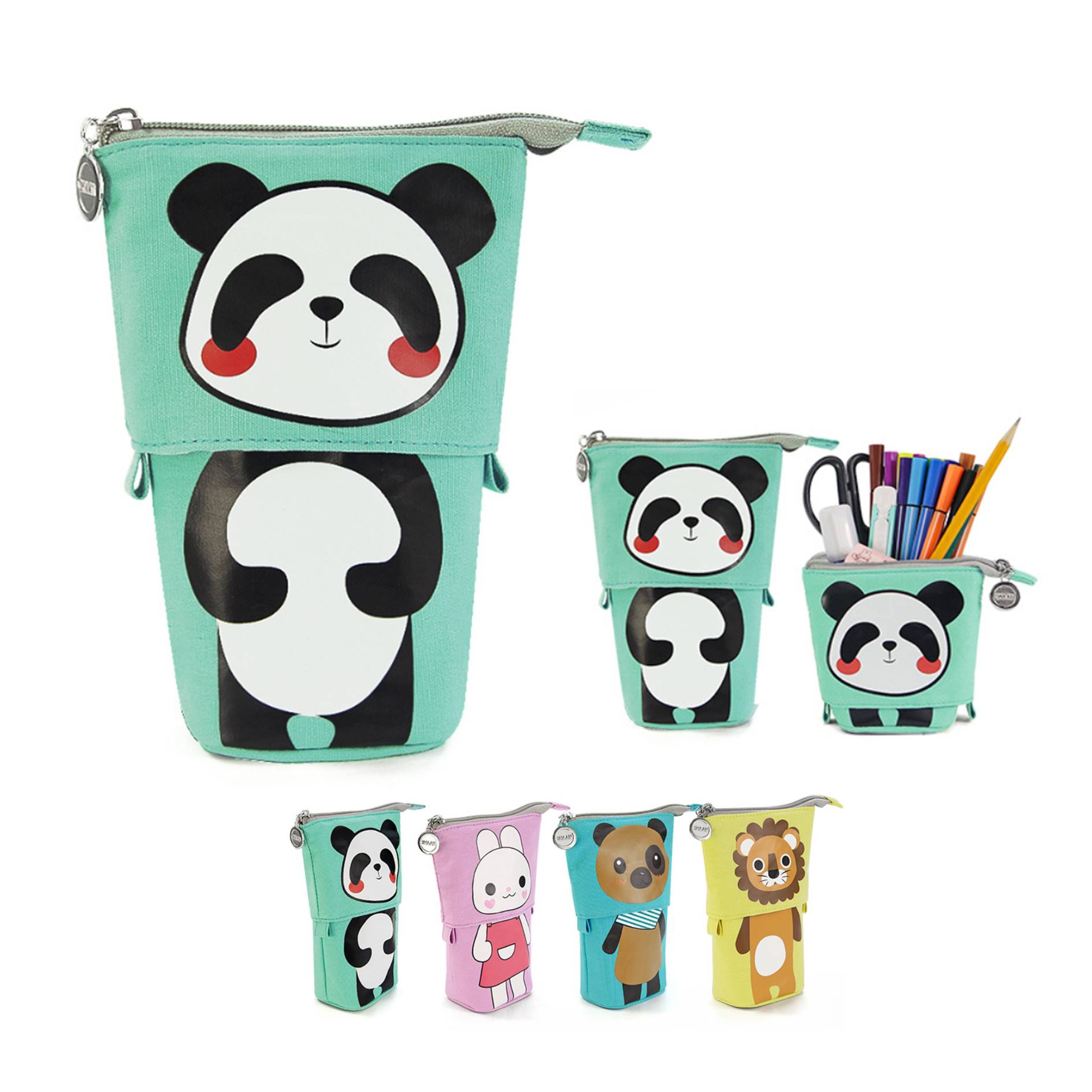 Cute Animal Pattern Standing Pencil Case For Kids 4