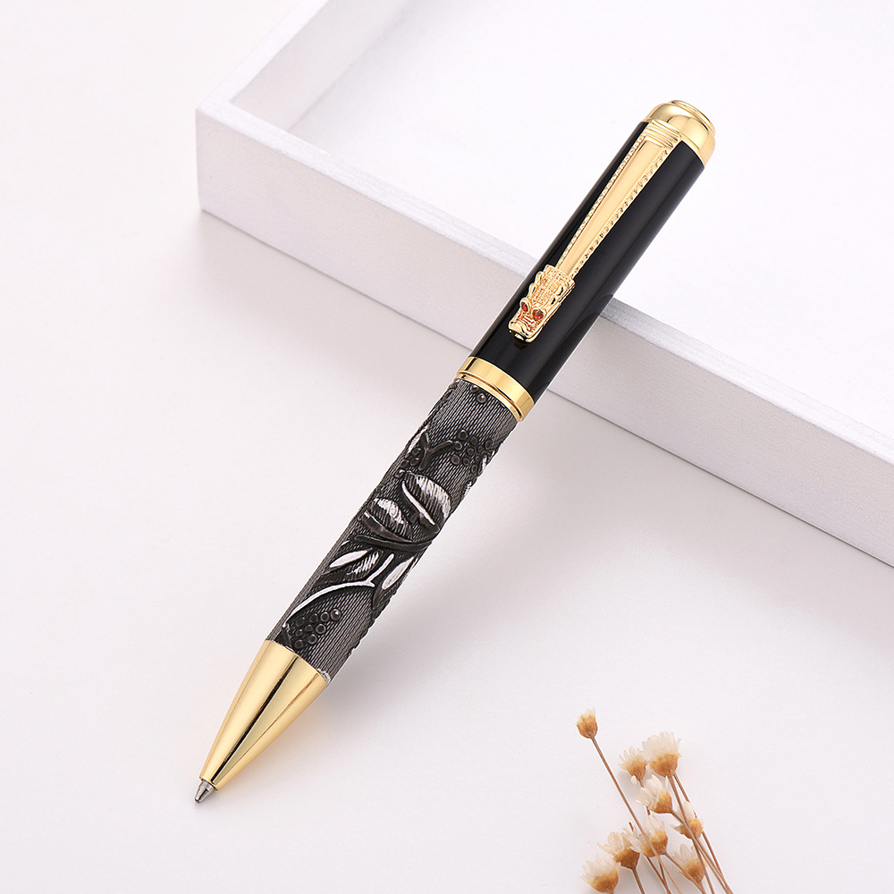 Vintage Leather Ball Pen with Dragon Shape Clip 10