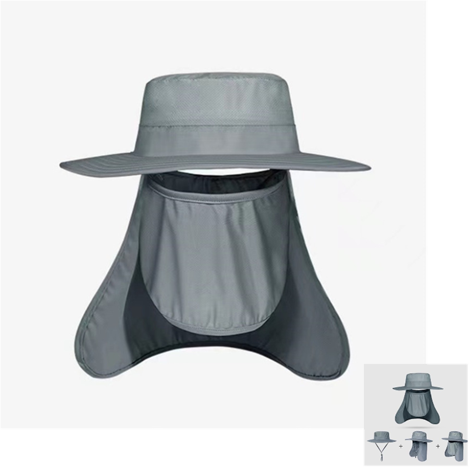 Wide Brim Fishing Hat With Face Mask 2