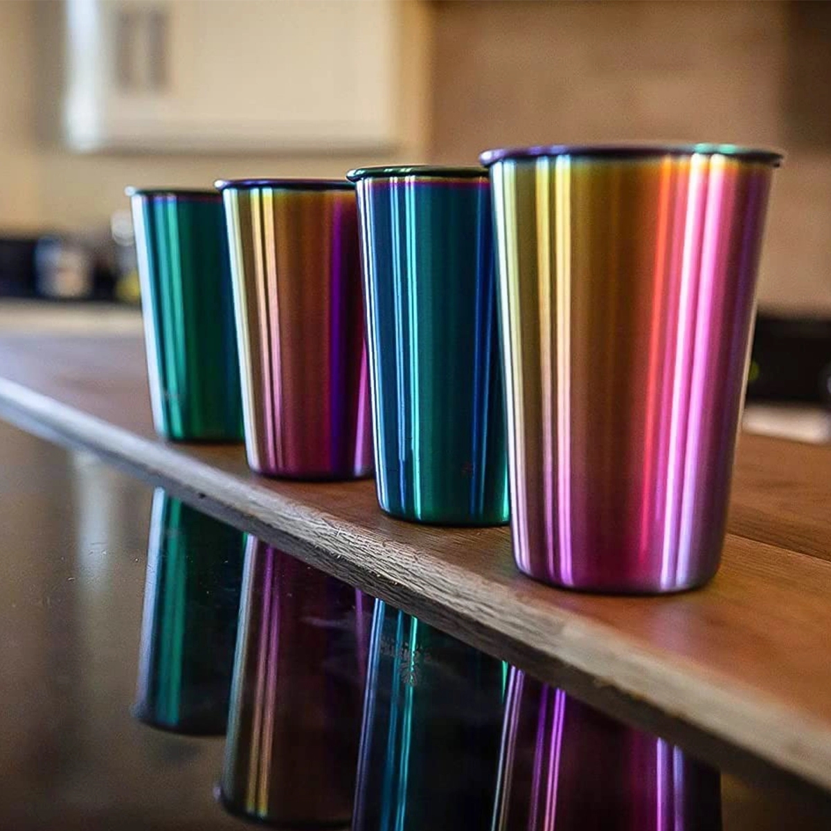 Rainbow Stainless Steel 16 oz Stackable Durable Cups 2
