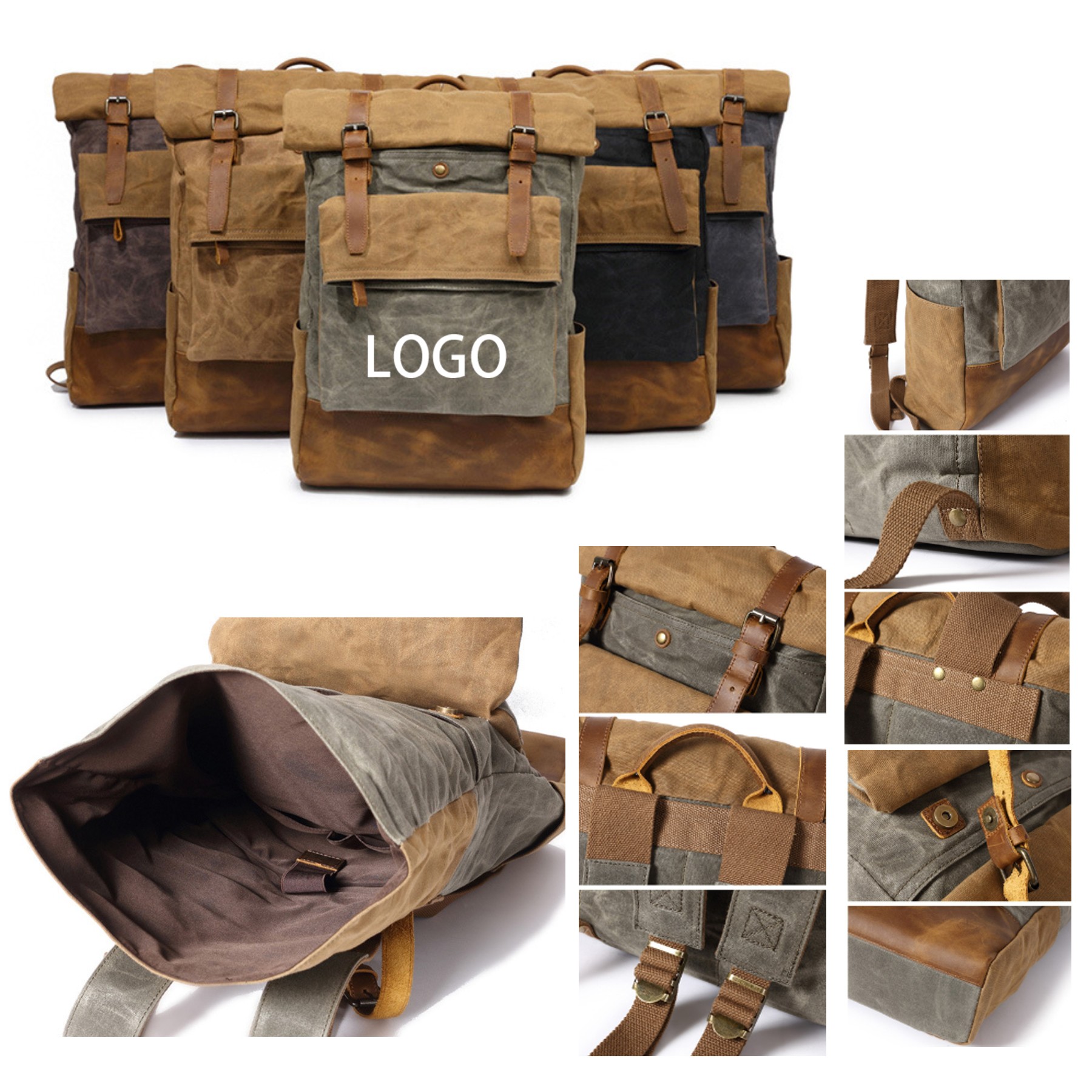 Outing Waterproof Canvas Leather Rucksack 2