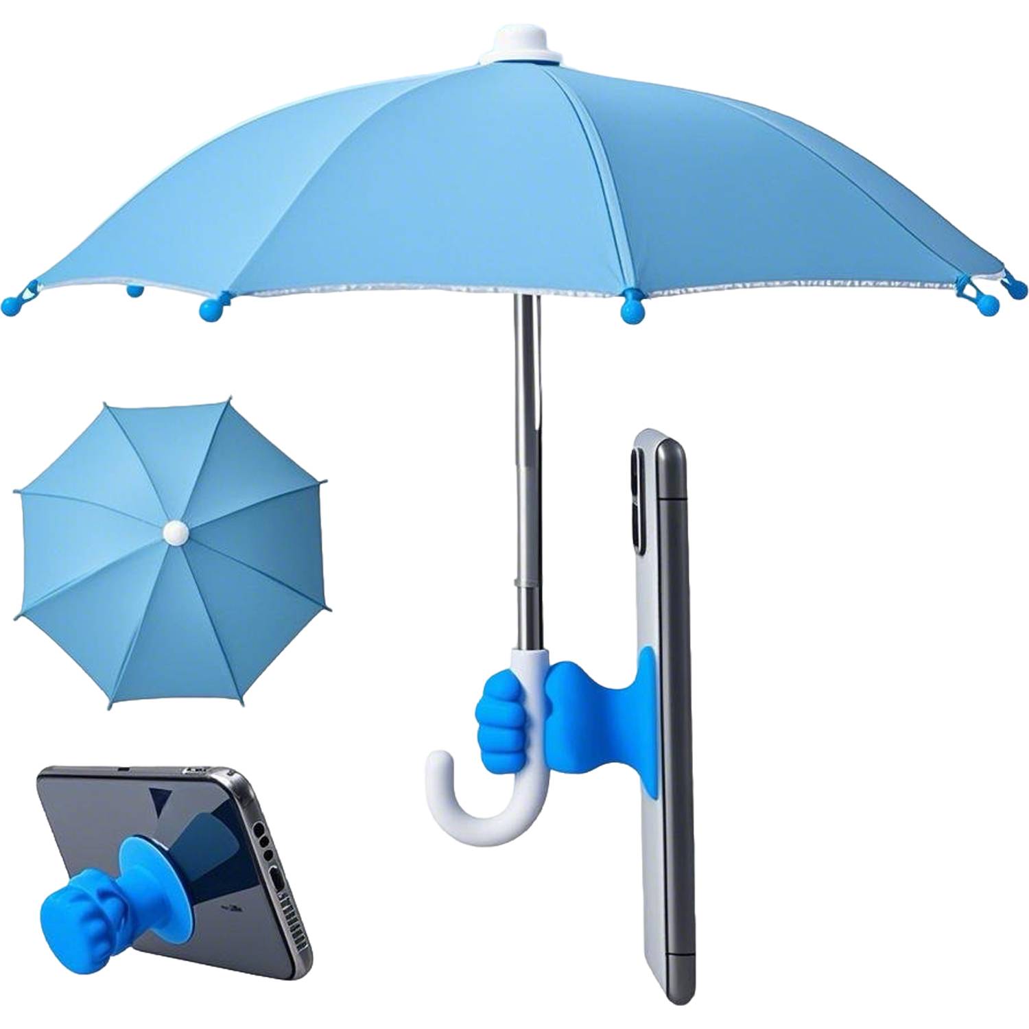 Mini Waterproof Phone Umbrella w/ Fist Grip Stand 3