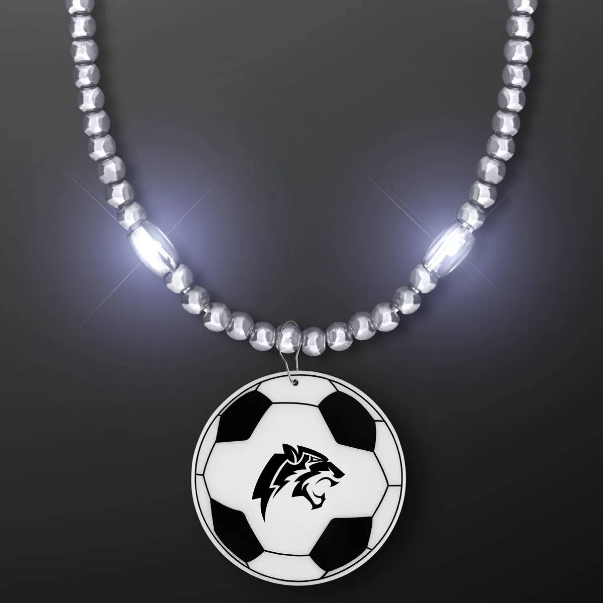 LED Bead Necklace with Soccer Ball Medallion 5