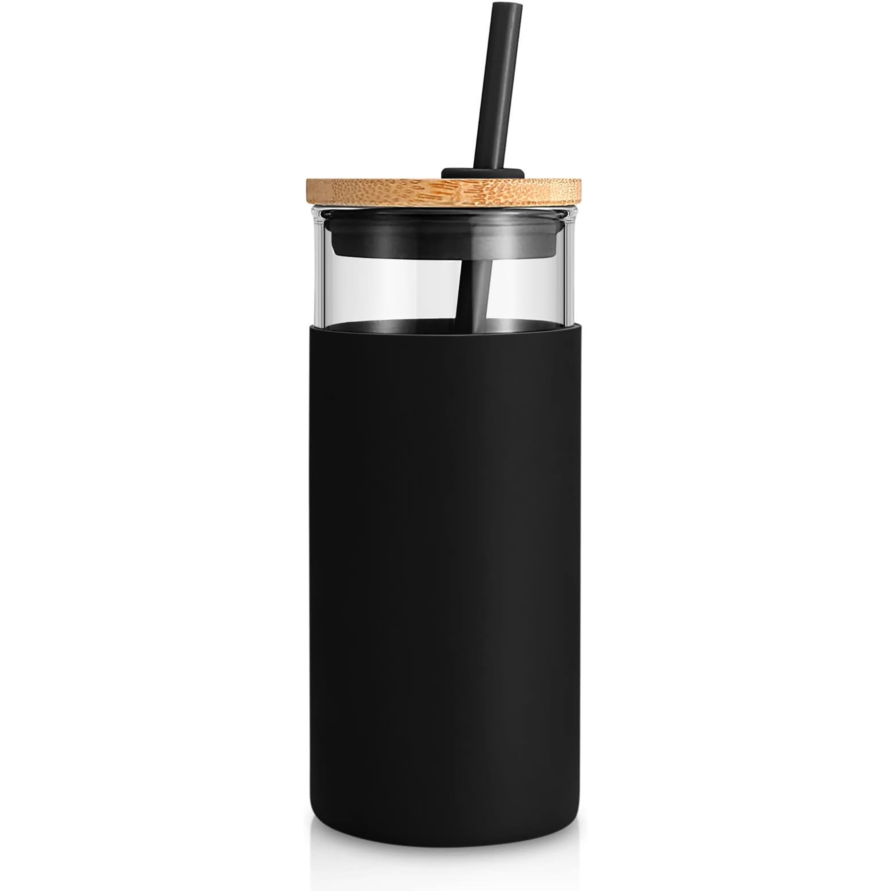 20 Oz Glass with Bamboo Lid and Straw 12