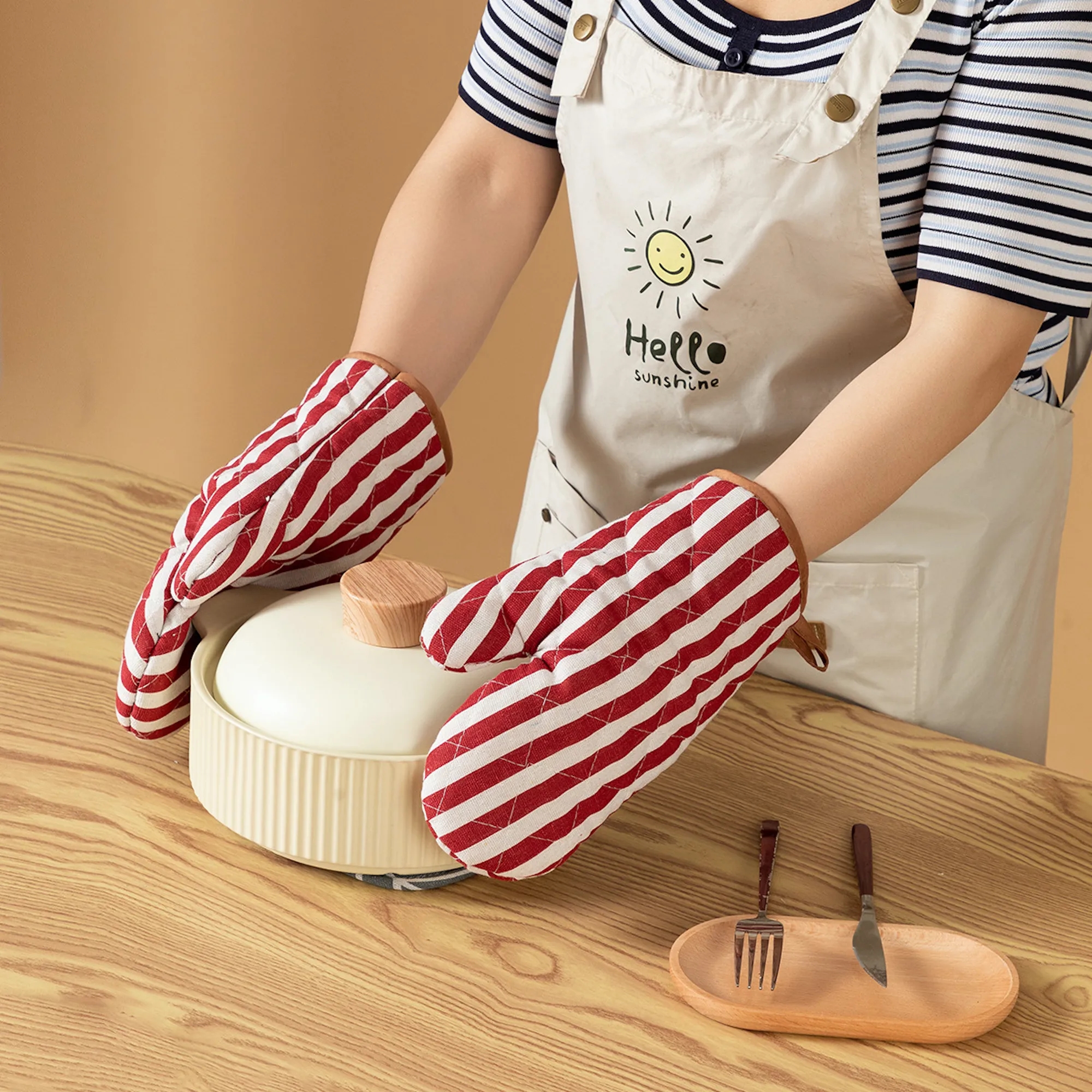 Kitchen Heat Insulation Gloves Oven Mitts For Household 7