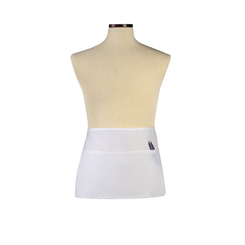 White Three-Section Pocket Waist Apron 2