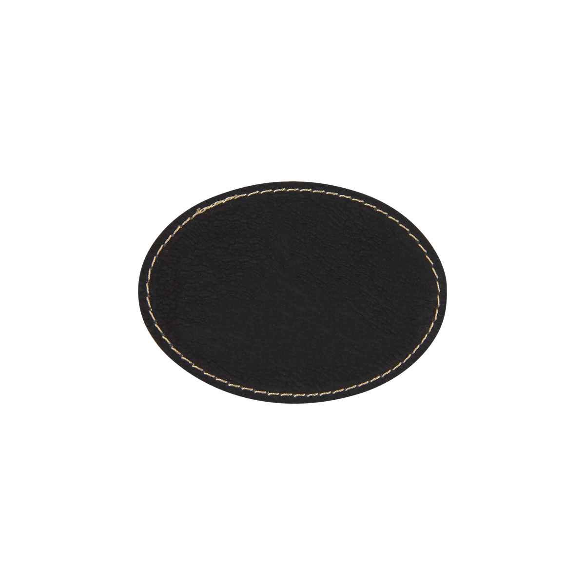 3" x 2" Black/Gold Leatherette Oval Patch with Adhesive 3