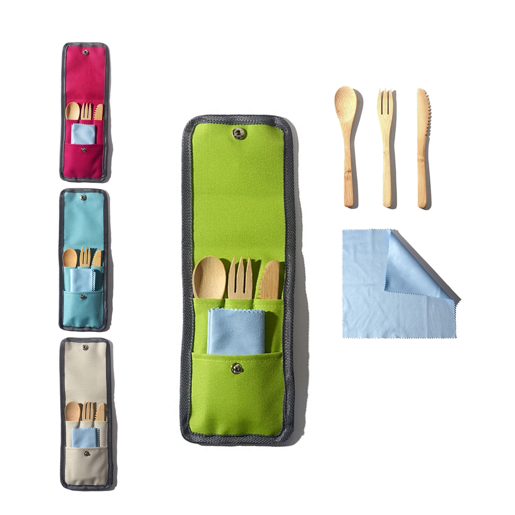 Reusable Bamboo Cutlery Set Spoon Fork Cutter Cutlery 2