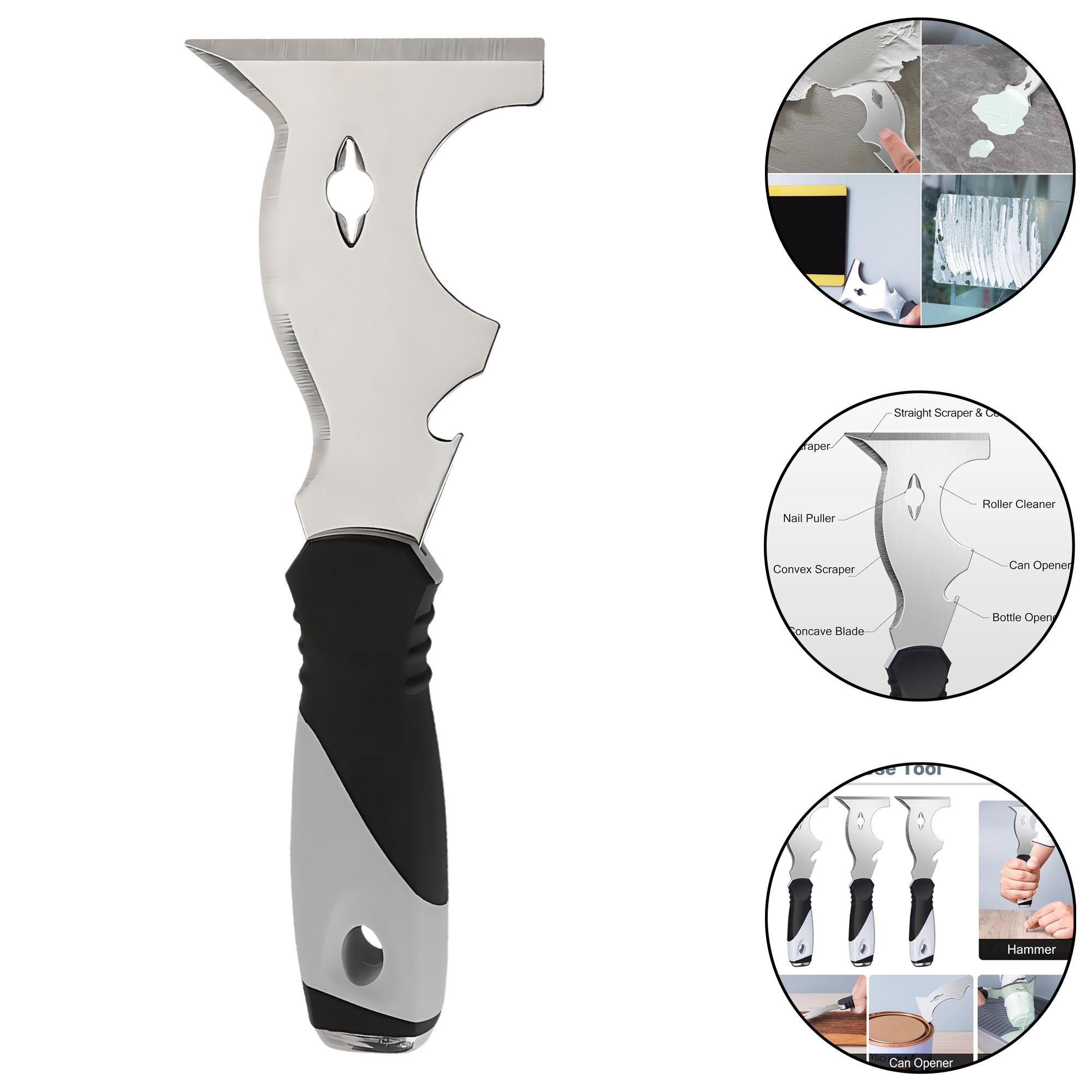 10-in-1 Stainless Steel Putty Knife Scraper for Wall Paint Spackle Mud Drywall Filler Cleaning 2
