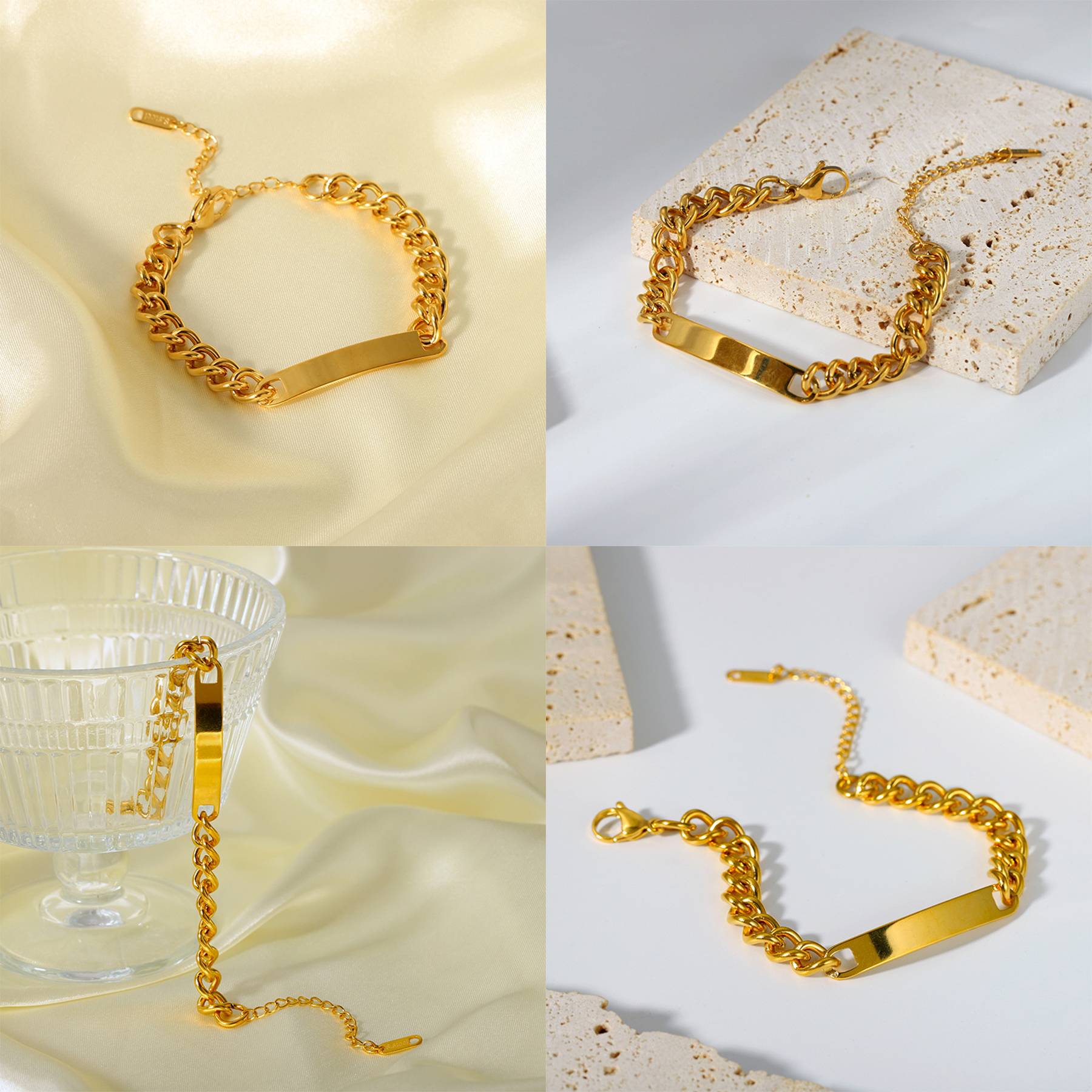 Stainless Steel Hip-hop style gold-plated bracelet 7