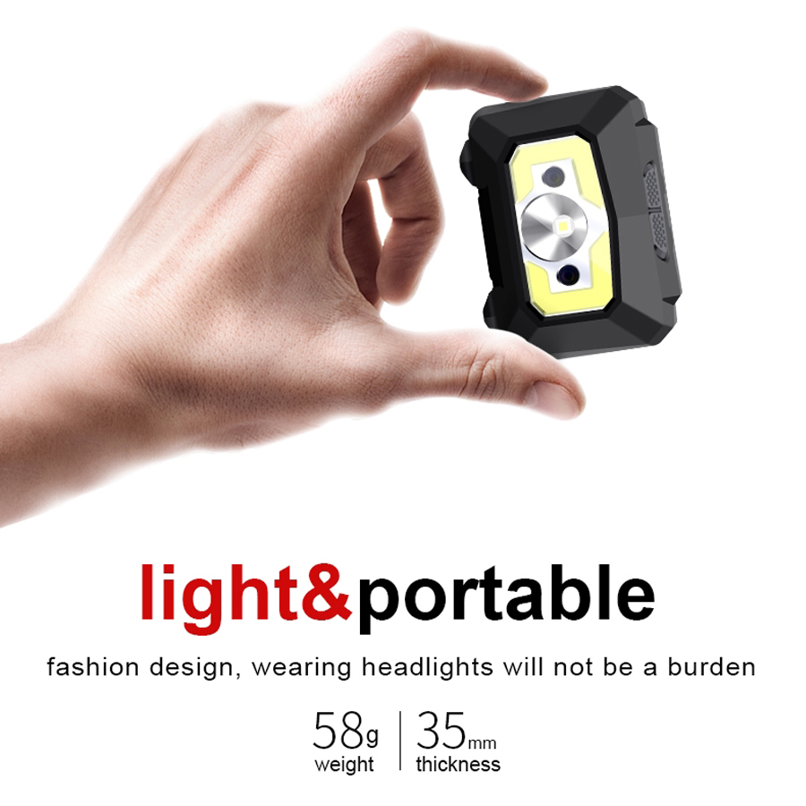 LED Headlamp with Motion Sensor – 500 Lumens, 1200mAh Rechargeable, White/Red Light 1