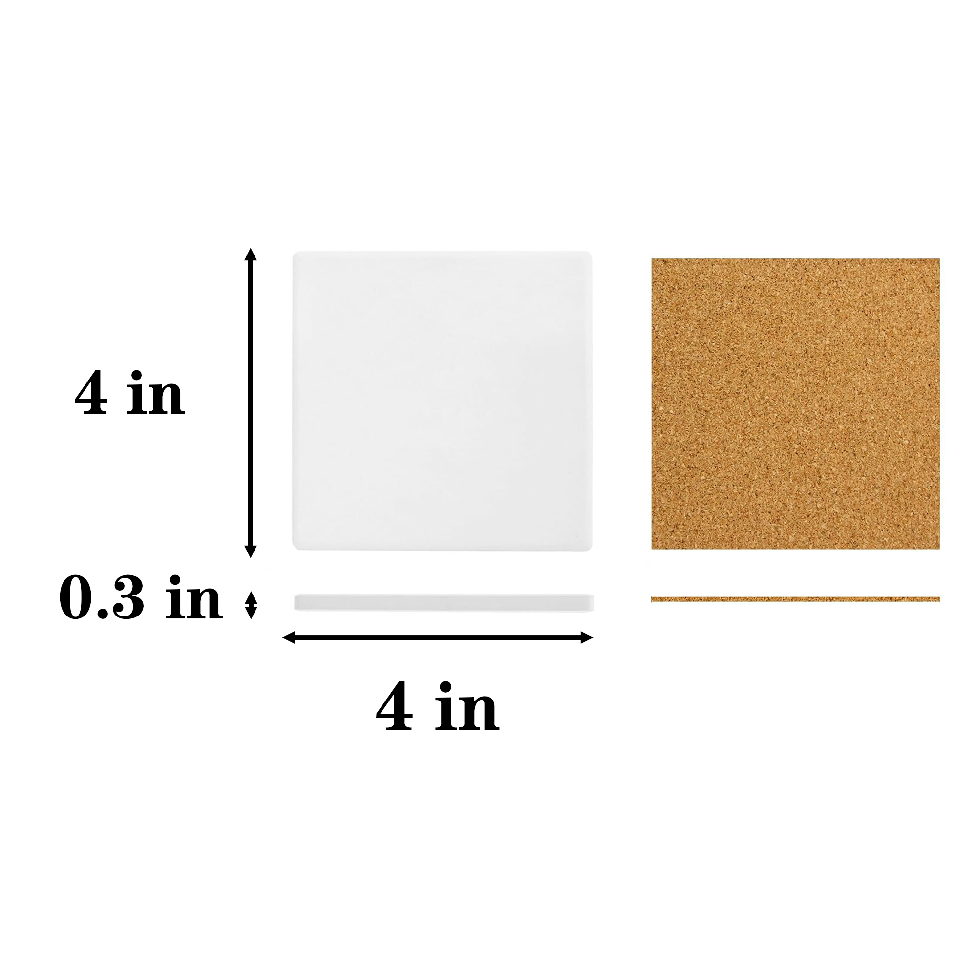 Square Ceramic Coaster With Cork Base 3