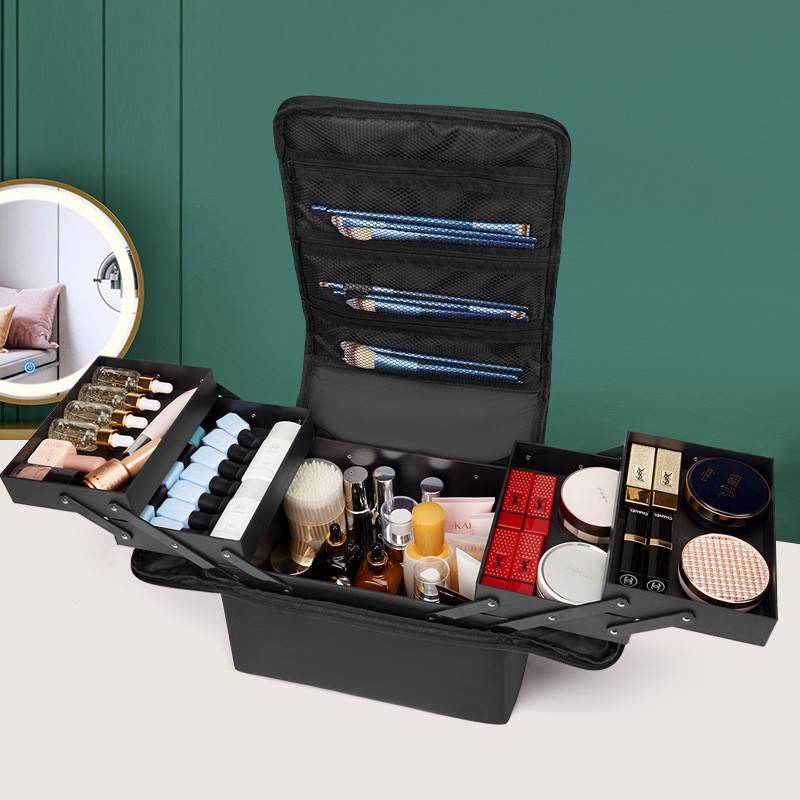 Black Travel Makeup Bag Storage Box For Women 14