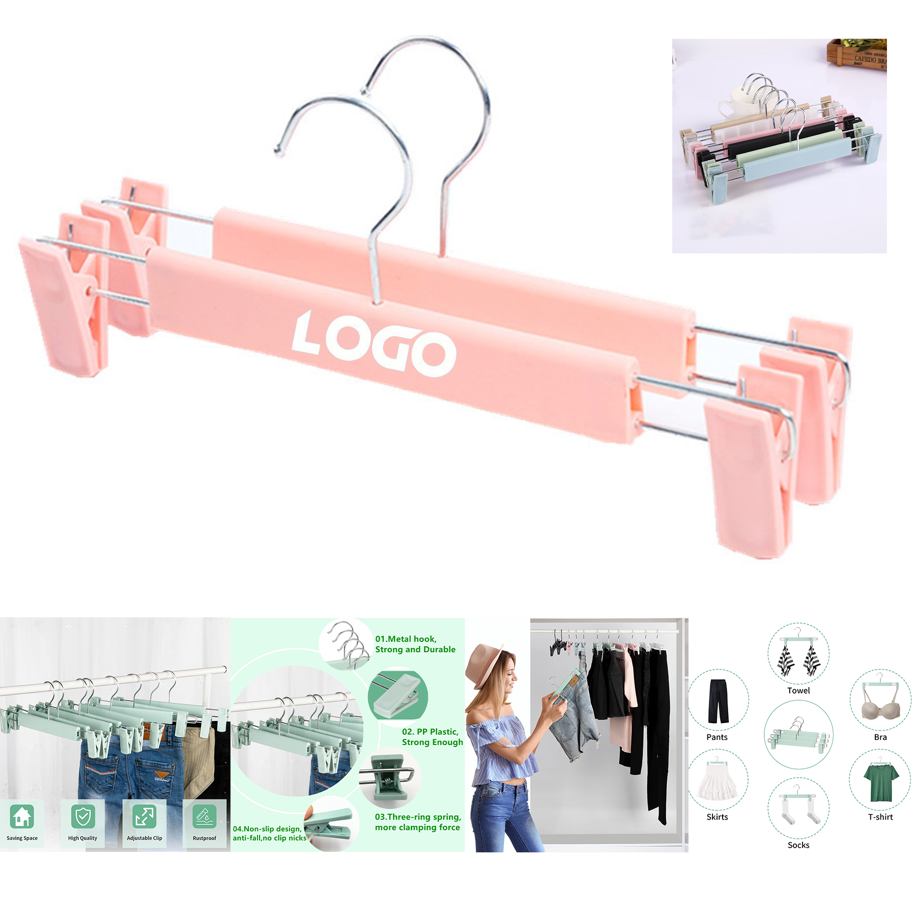 Skirt Hangers,Pants Hangers with Clips 2