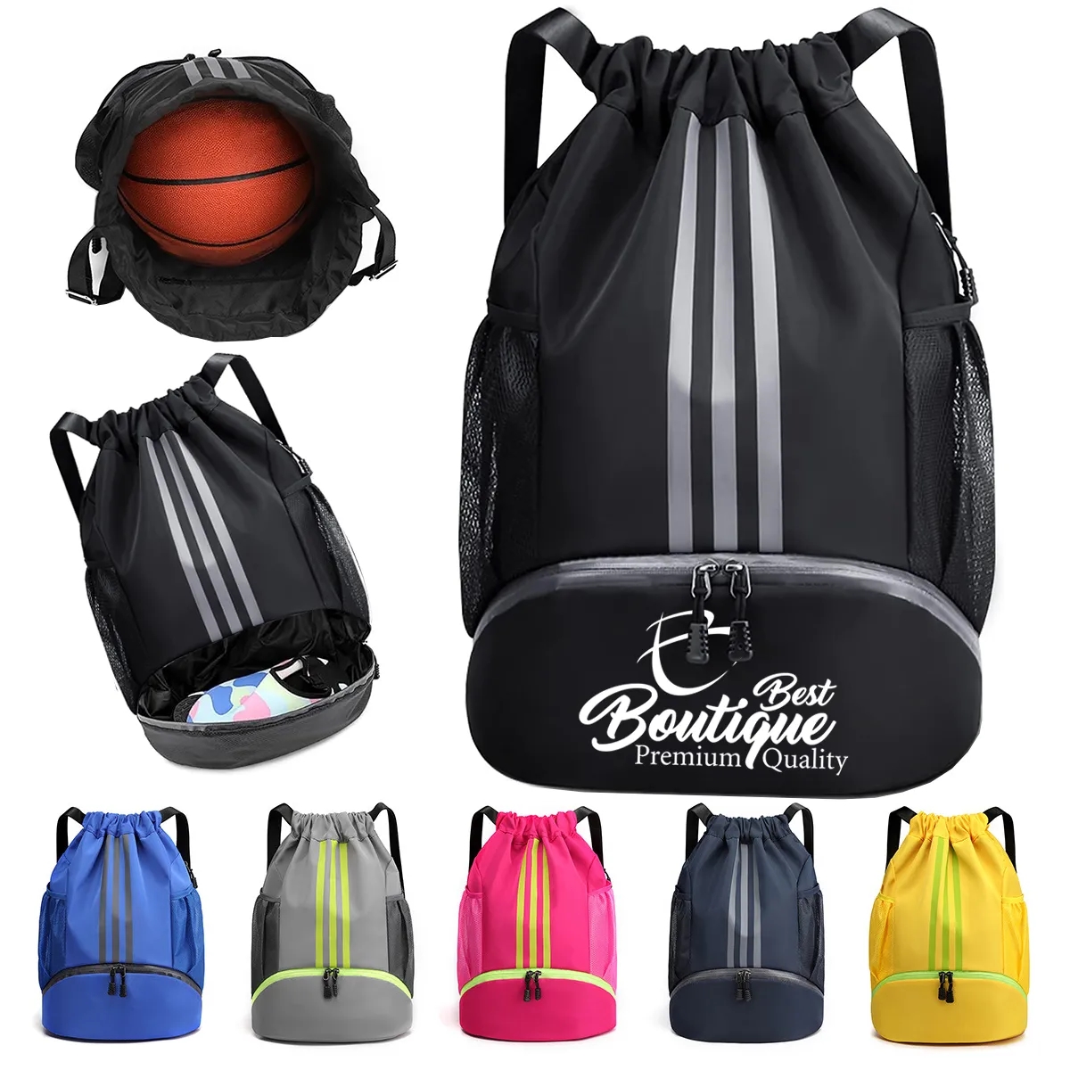 Drawstring Waterproof Basketball Soccer Sports Gym Backpack 2