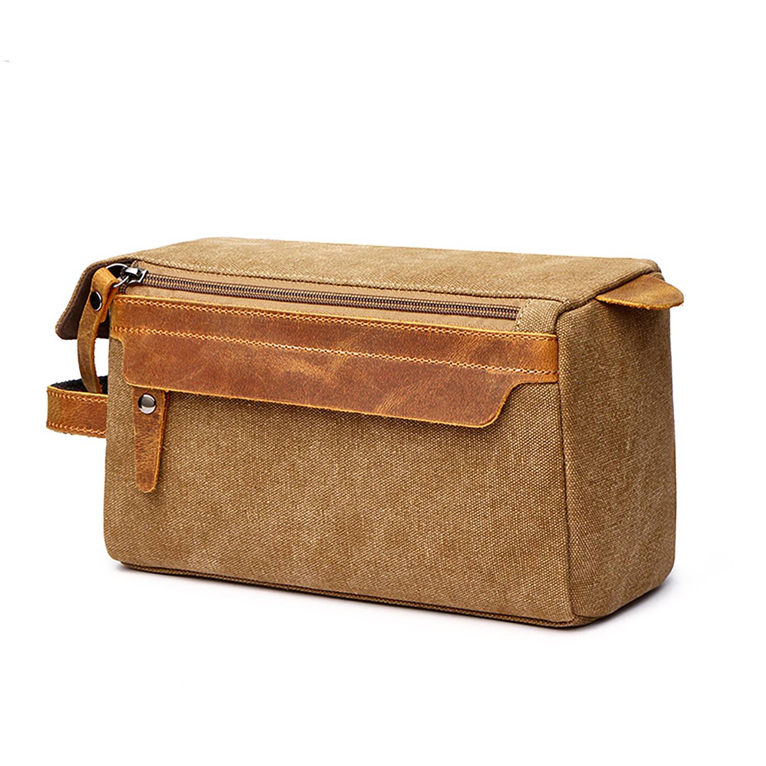 Crazy Horse Leather Canvas Travel Cosmetic Bag 9