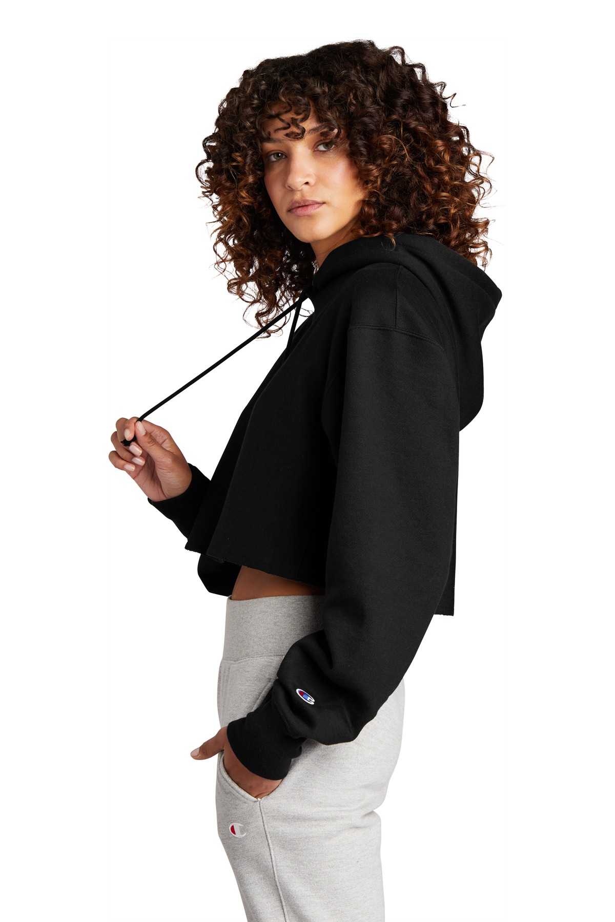 Champion Women's Reverse Weave Cropped Cut-Off Hooded Sweatshirt RW01W 26