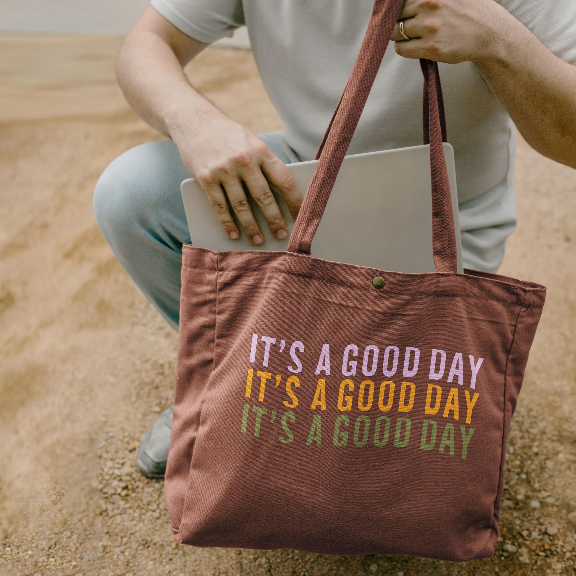 OPEN LAPTOP TOTE - COLORED CANVAS